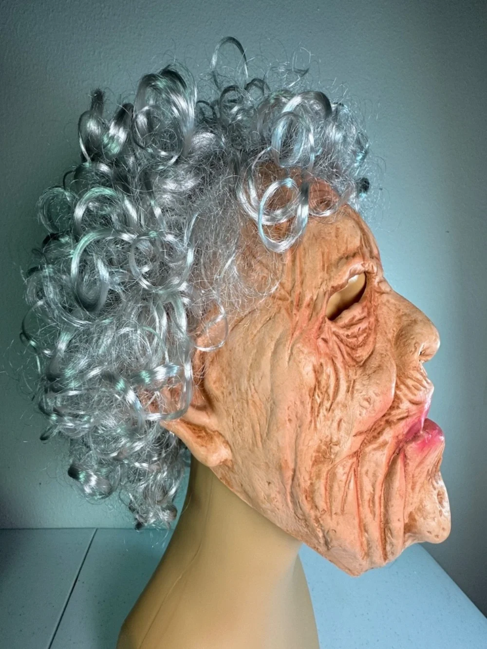 Realistic Old Lady Mask Wig Halloween Latex Costume Elderly Grandma Face Mask